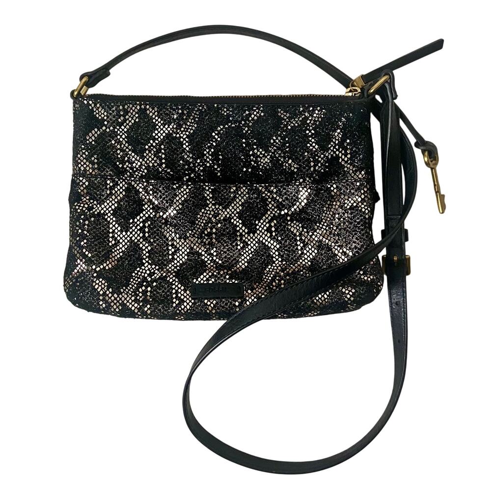 FOSSIL Leather Snakeskin Print Crossbordy Bag